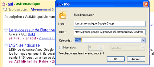 Google Groups RSS sur Maxthon