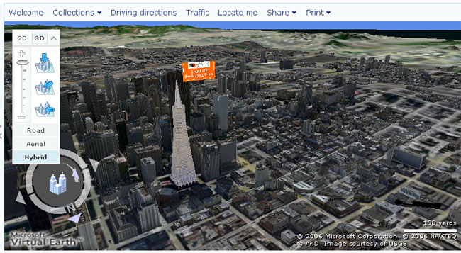 Virtual Earth 3D San Francisco