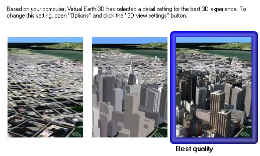 Virtual  Earth 3D : rglages